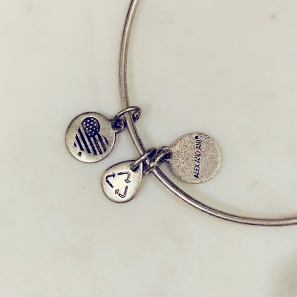 Alex And Ani Initial K Charm Bangle Bracelet In Silver Tone - Picture 3 of 8